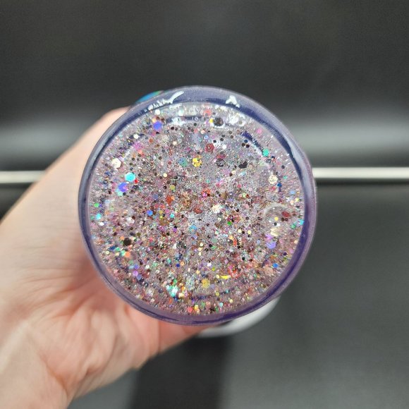 Mom Skinny Tumbler 18 Oz Manic Day Fuel Snow Globe Glitter Love Cold Cup - Picture 5 of 6